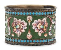 A Russian Enameled Silver Napkin Ring