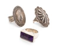 A Collection of Silver and Hardstone Rings, 22.45 dwts.