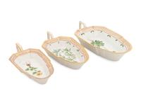 Three Royal Copenhagen Flora Danica Leaf-Form Dishes