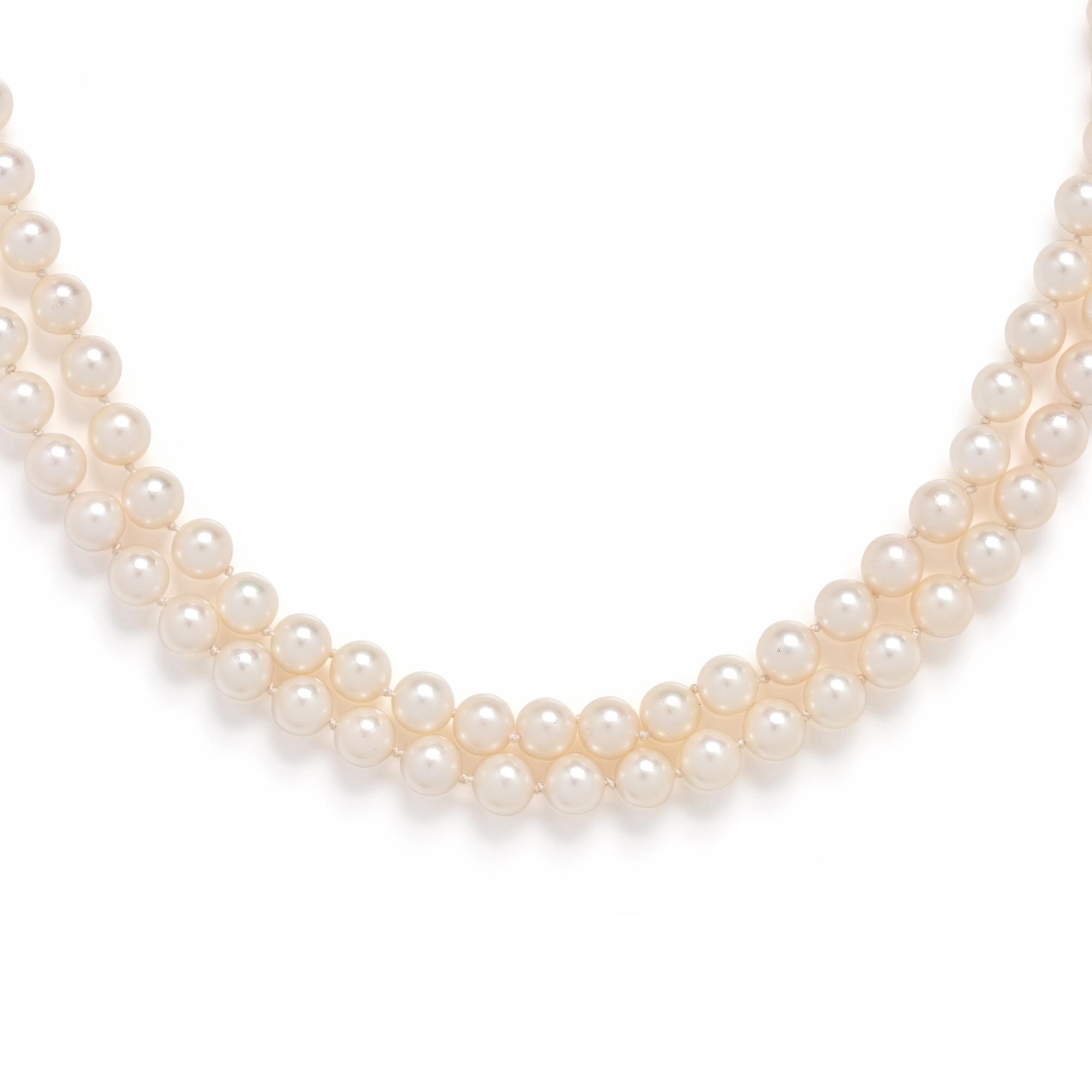 CULTURED PEARL AND DIAMOND NECKLACE