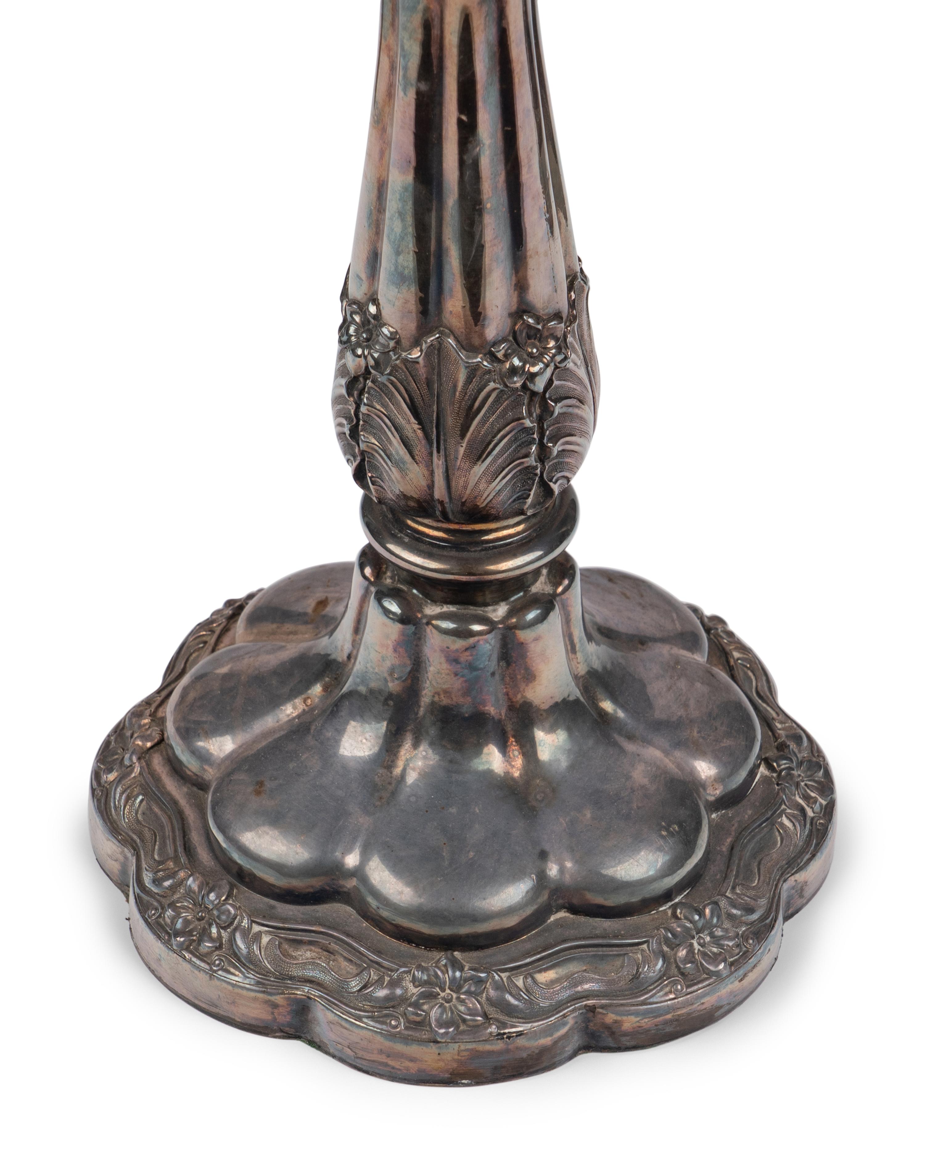 A Group of Three English Silver-Plate Candelabra