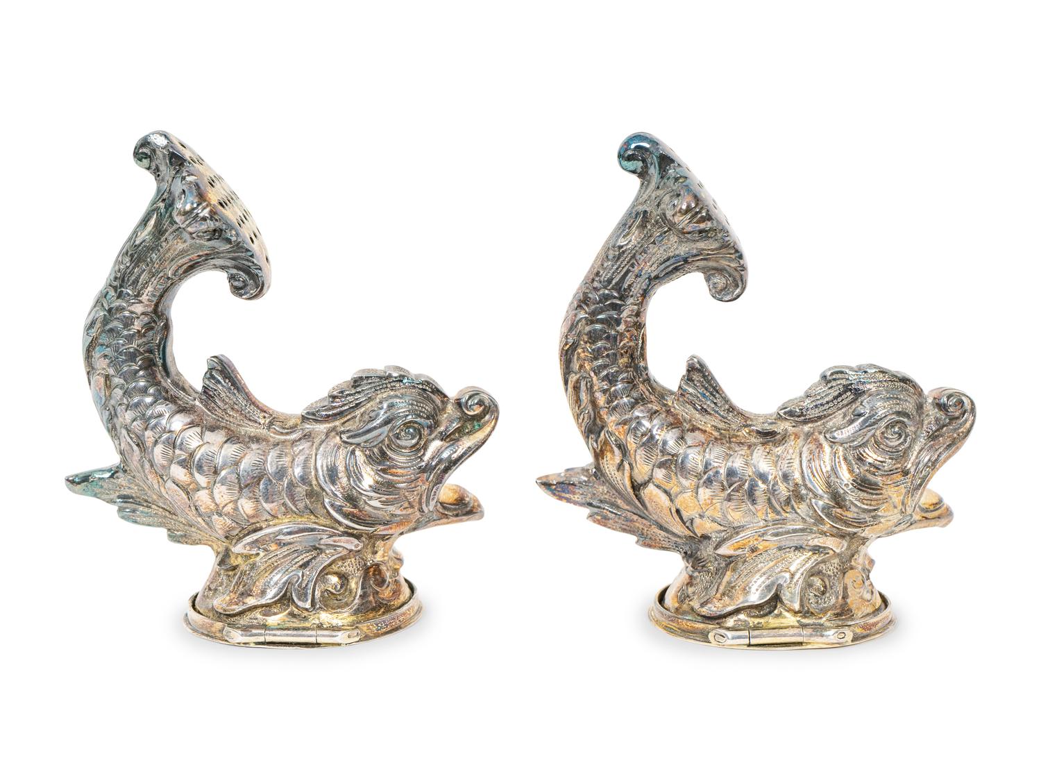A Set of Four French Silver Double-Salts and Two Pairs of German Silver Salt and Pepper Casters