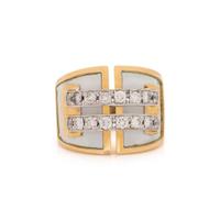 DIAMOND, ENAMEL, AND BICOLOR GOLD BUCKLE RING