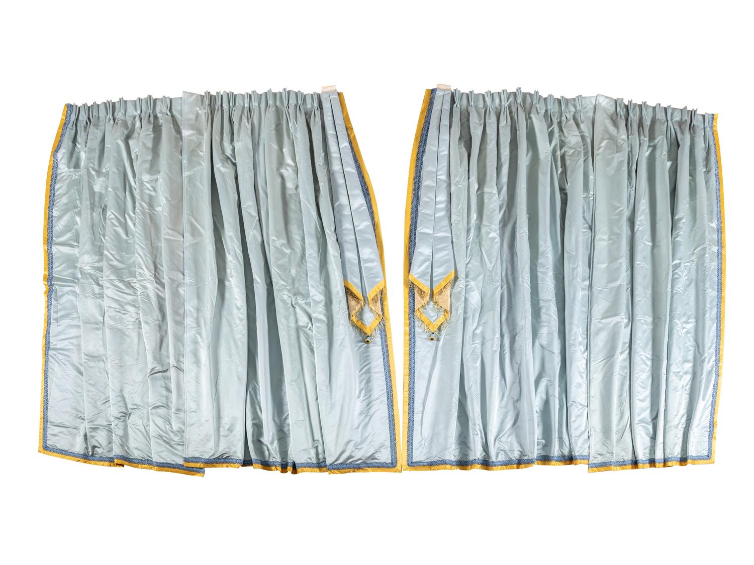 Two Sets of Silk Window Drapes and Valances by Jonas New York