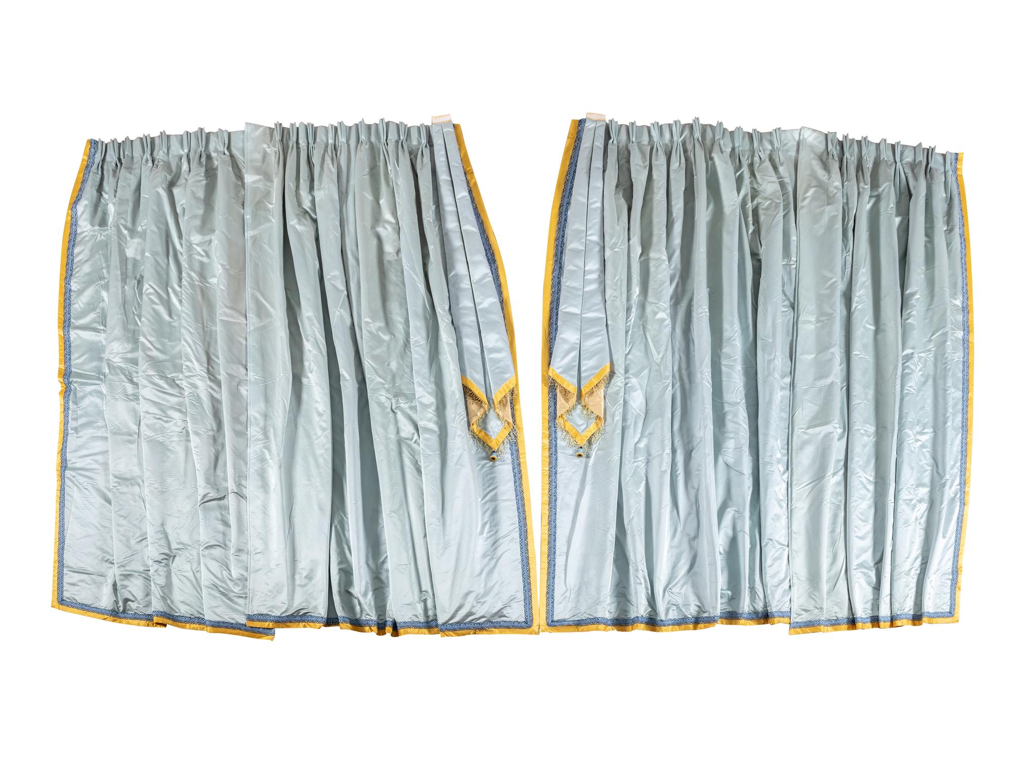 Two Sets of Silk Window Drapes and Valances by Jonas New York