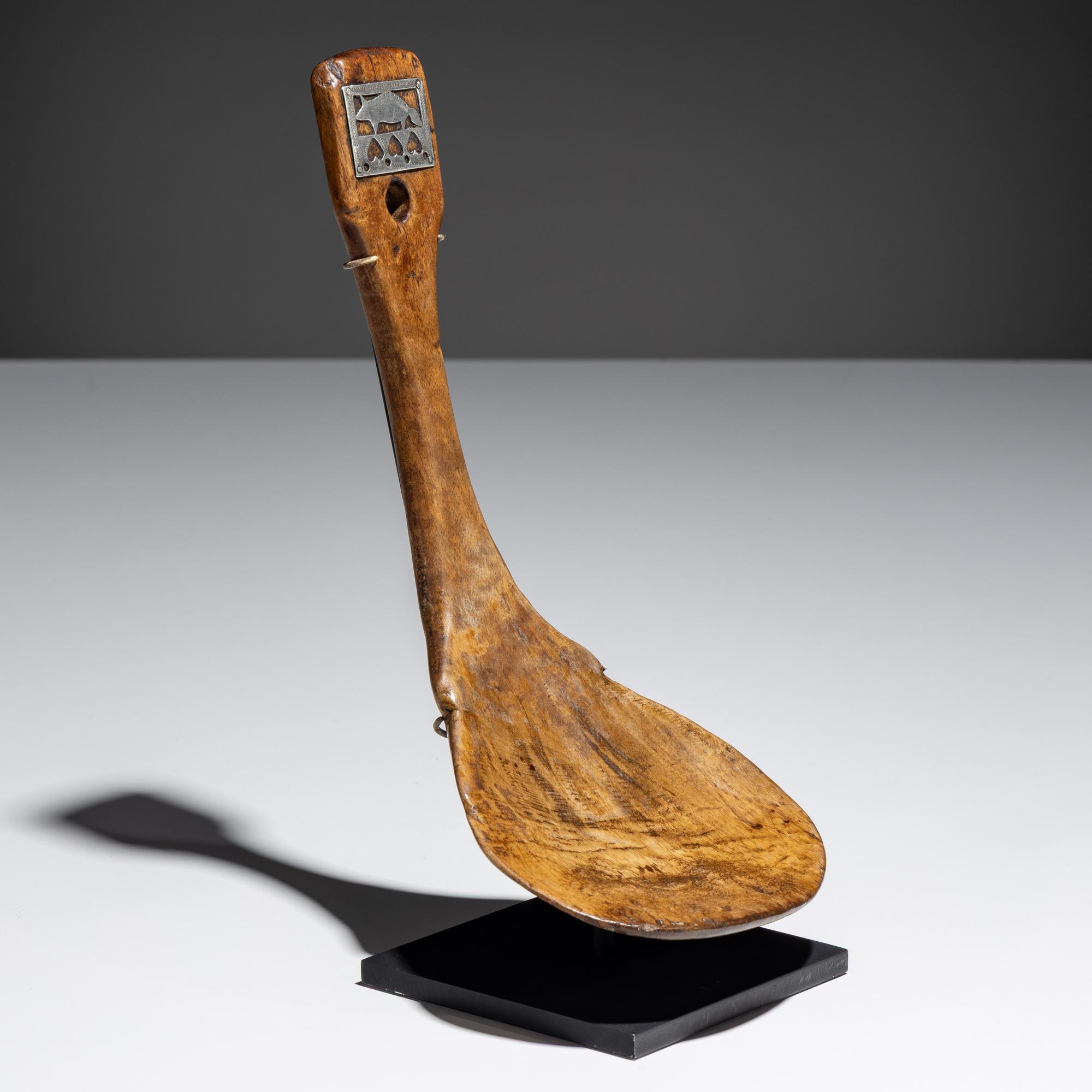 Menominee Feast Ladle, with Trade Silver Medallion, Published