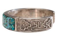 Sterling Silver Cuff Bracelet, with Micro Mosaic Inlay Lot is located and will ship from Denver, Colorado.