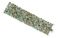 An 18 Karat White Gold, Demantoid Garnet and Diamond Bracelet, 59.80 dwts.