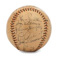A Babe Ruth, Lou Gehrig and 1934 New York Yankees Team Signed Baseball (Beckett LOA),