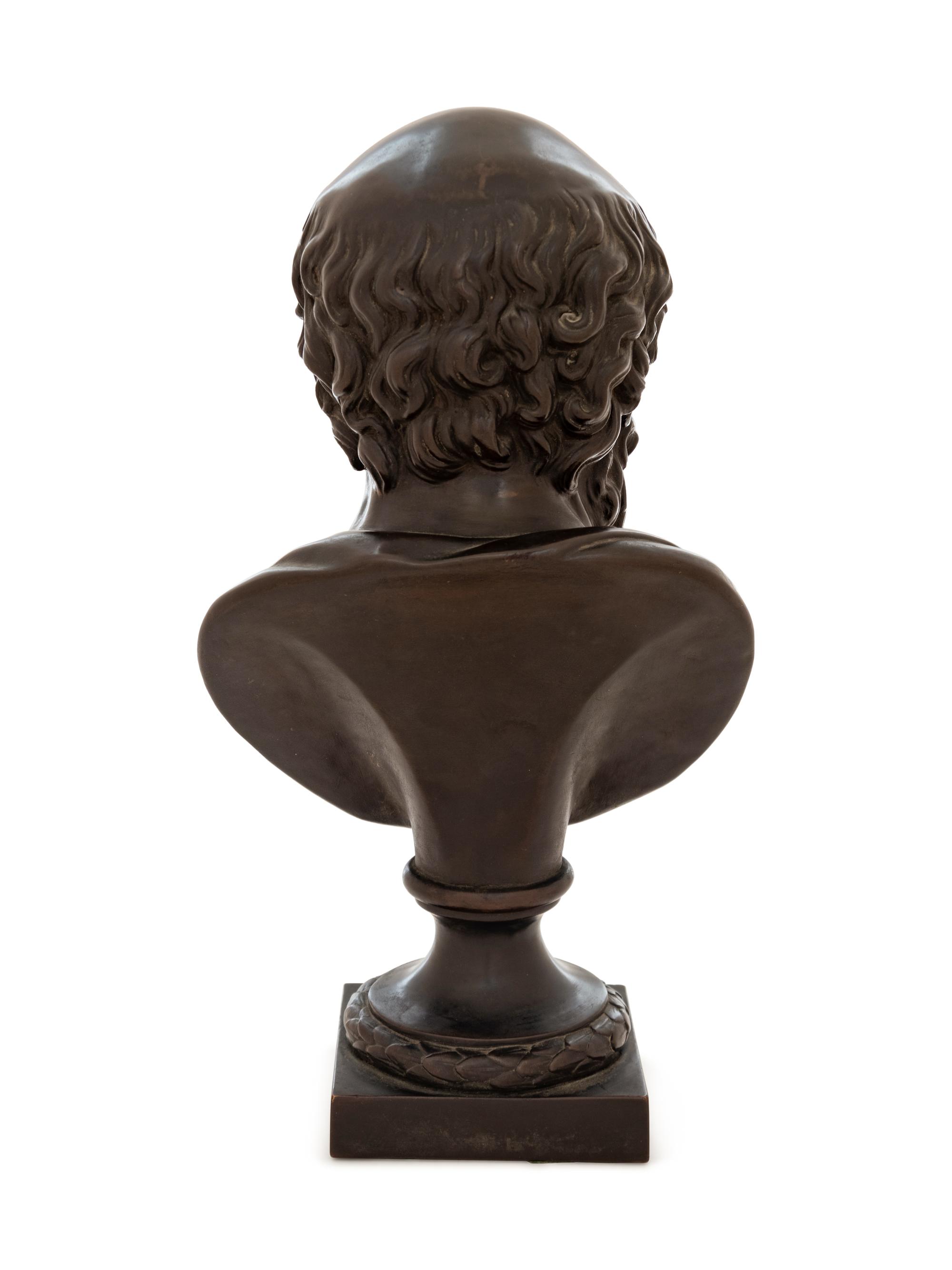 A Continental Patinated Bronze Bust of a Man
