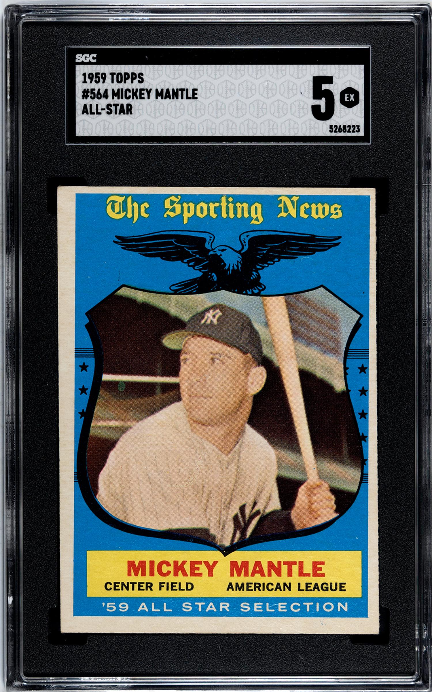 A 1959 Topps Mickey Mantle All Star Baseball Card No. 564 (SGC 5 EX)