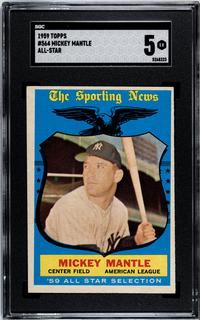 A 1959 Topps Mickey Mantle All Star Baseball Card No. 564 (SGC 5 EX)