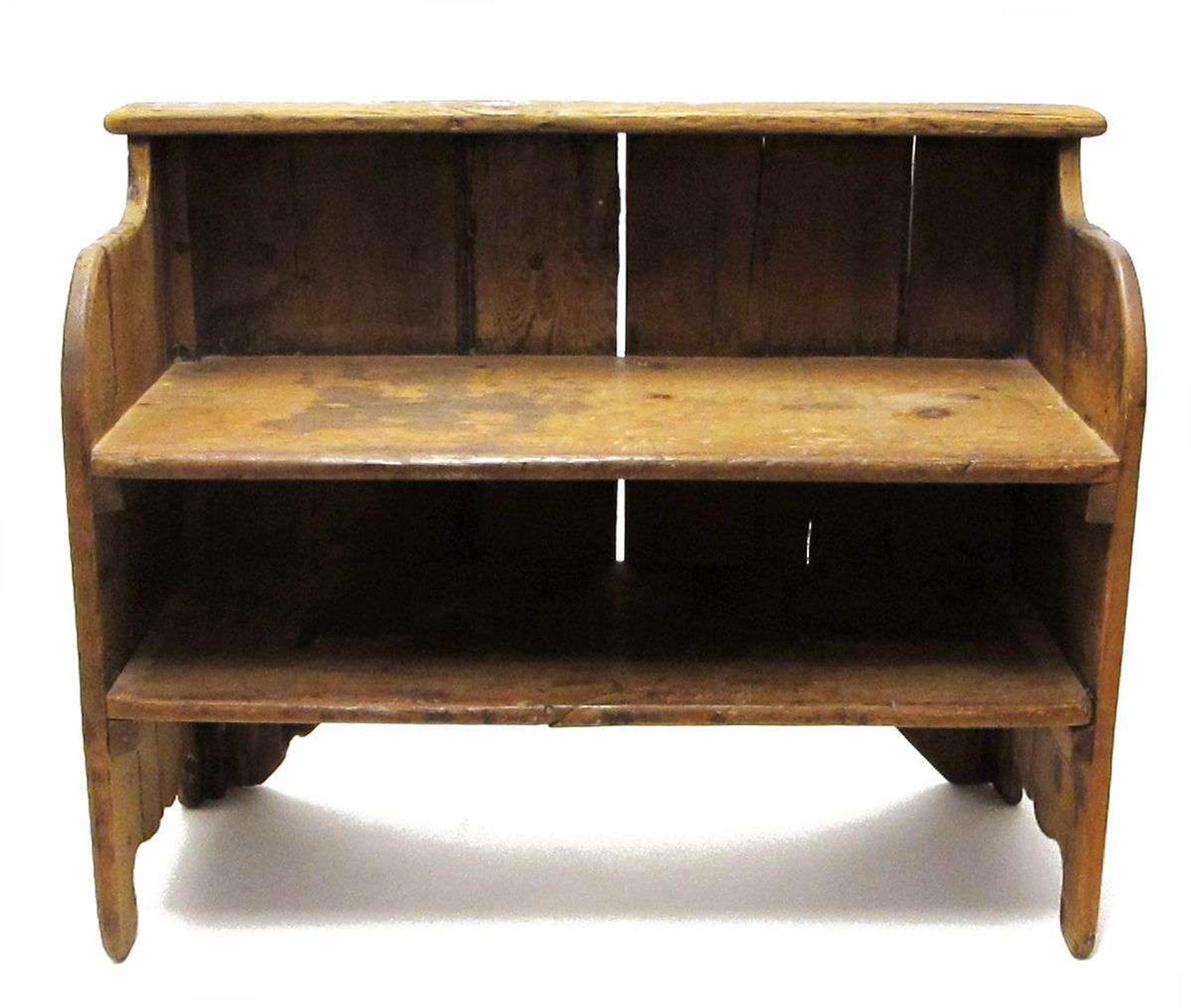 Red-stained bucket bench pennsylvania, 19th century
