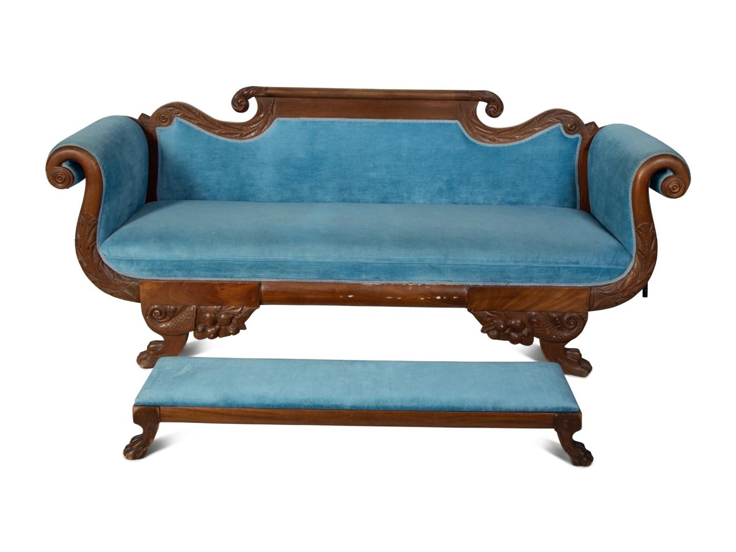 An American Empire Carved Walnut Sofa — CIRCA 1830