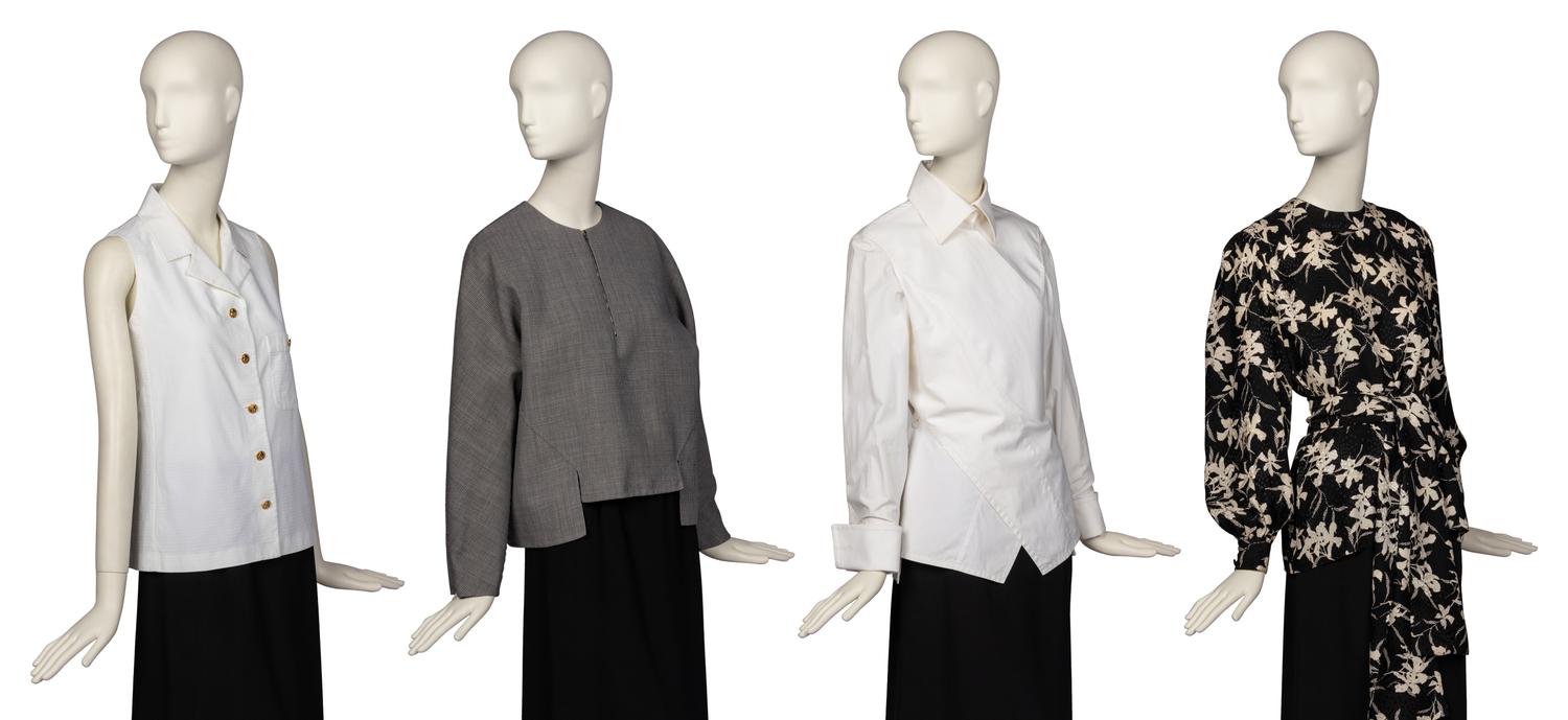Four Designer Tops by Chanel, Geoffrey Beene, Gianfranco Ferré, and Adele Simpson