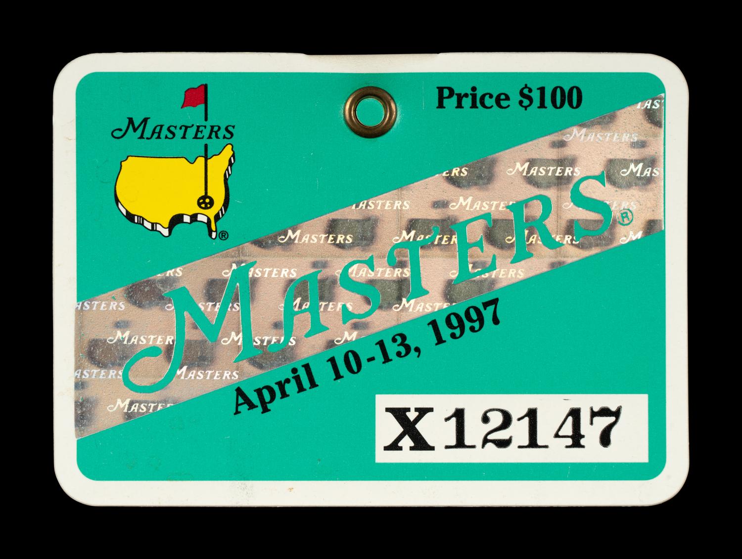 A 1997 Masters Tournament Badge (Tiger Woods First Championship)