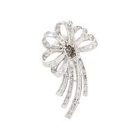 PLATINUM, DIAMOND AND CULTURED PEARL SPRAY BROOCH
