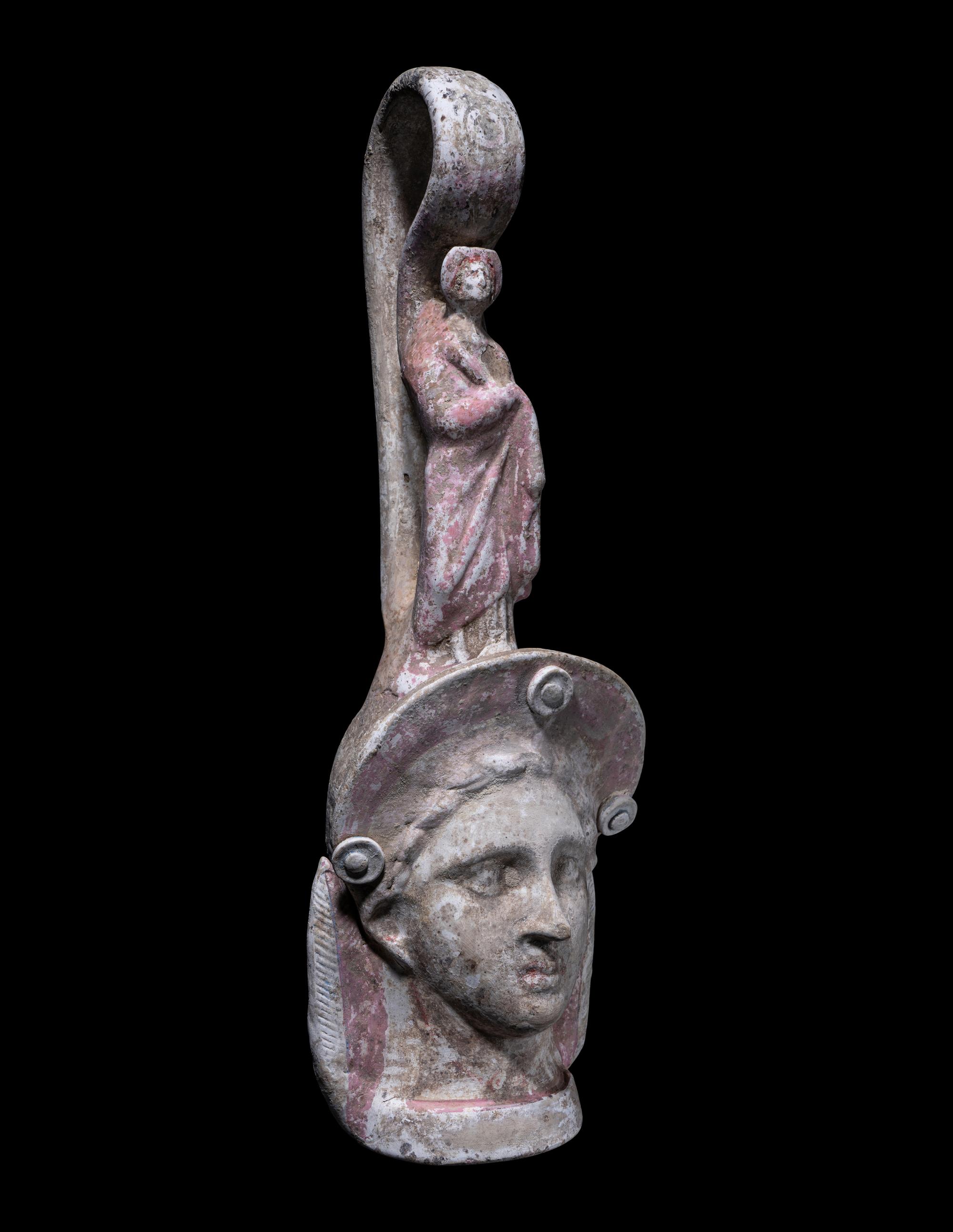 A Canosan Painted Terracotta Figural Oinochoe