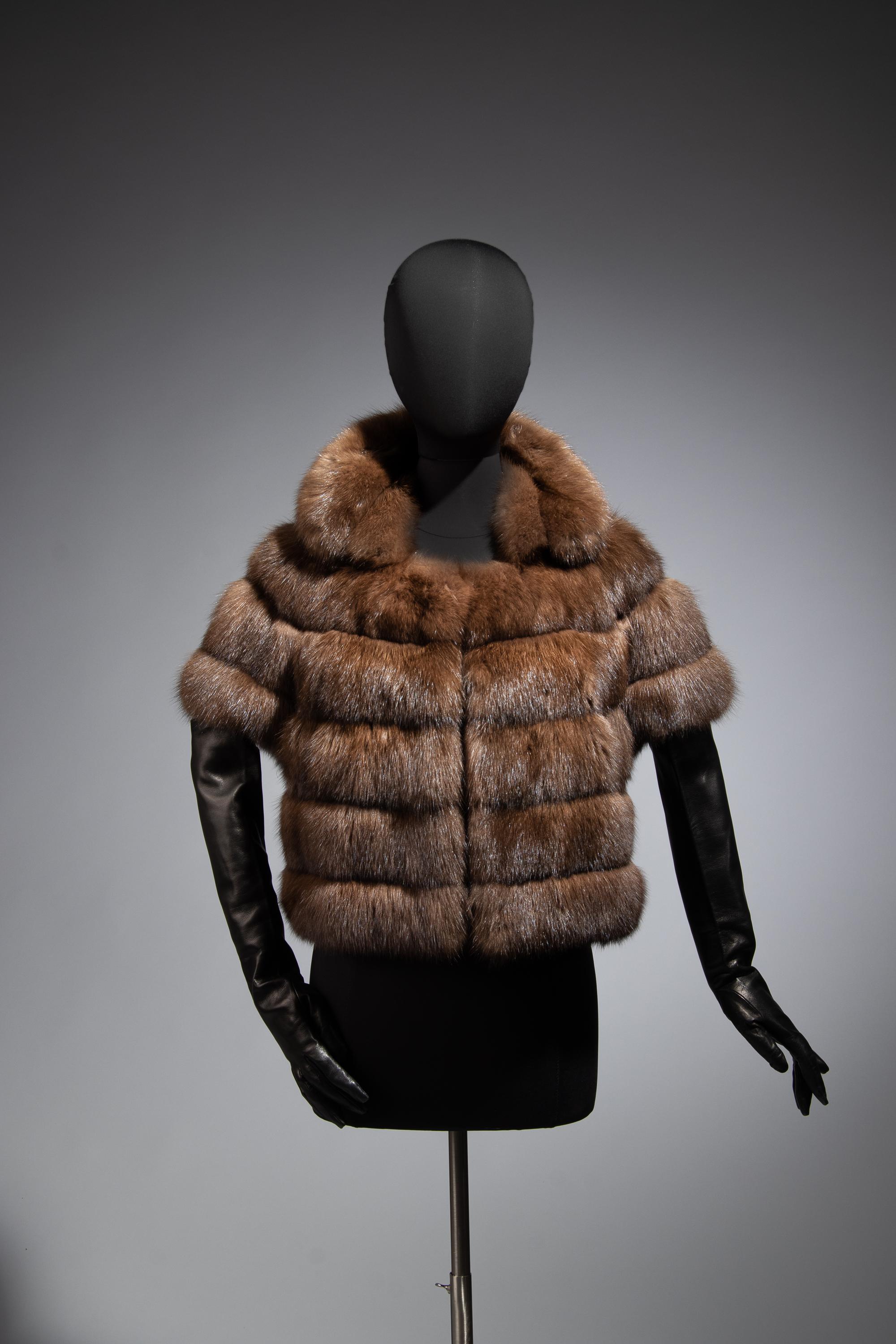 J. Mendel Natural Barguzine Sable Short Sleeve Jacket