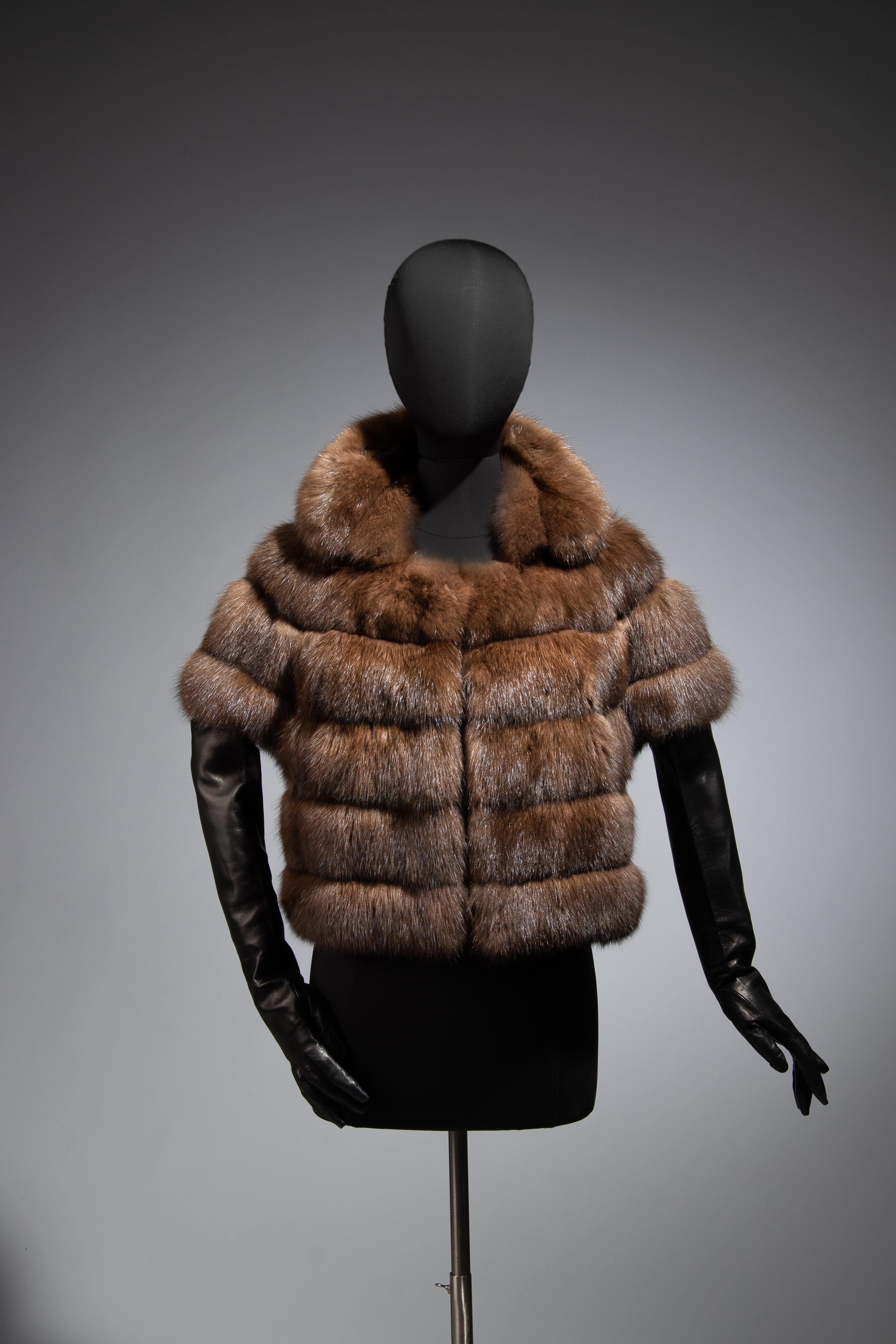J. Mendel Natural Barguzine Sable Short Sleeve Jacket