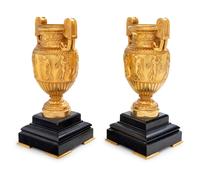 A Pair of Neoclassical Gilt Bronze Urns