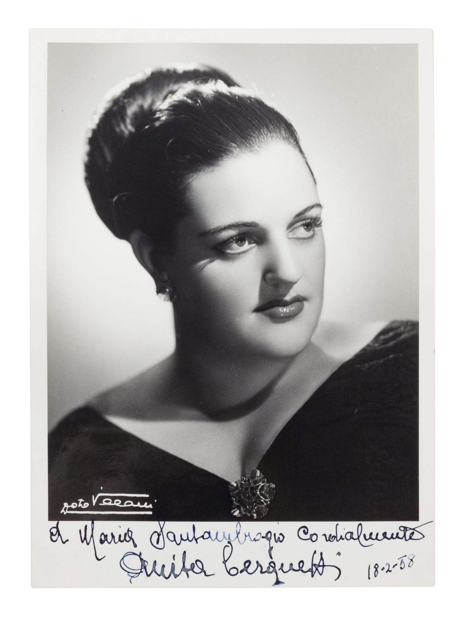 [20TH-CENTURY OPERA SINGERS]. A group of 5 signed and inscribed photographs of opera singers from the 1950s-1960s, comprising images of: