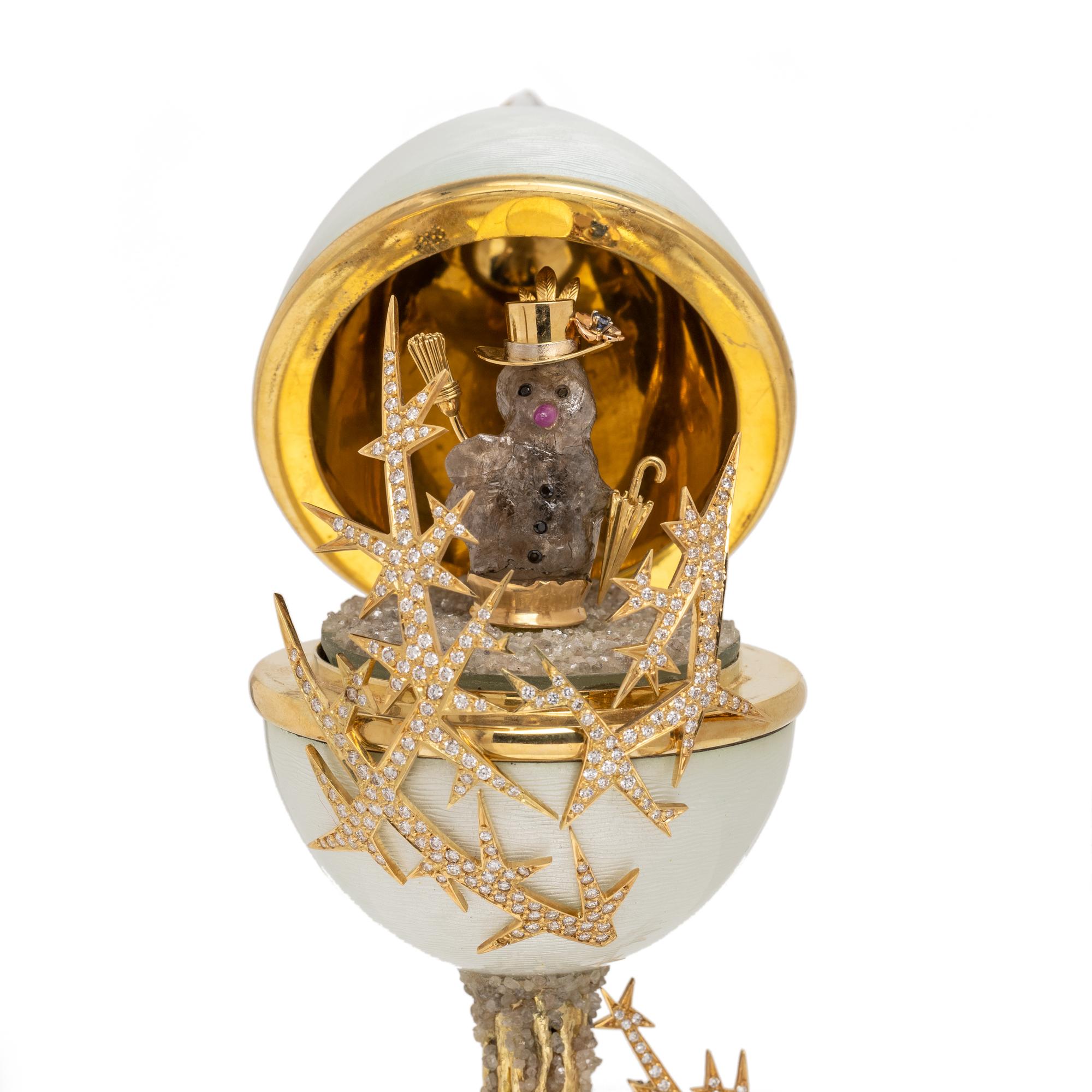 MANFRED WILD, YELLOW GOLD, DIAMOND, ENAMEL AND MULTIGEM 'WINTER EGG'