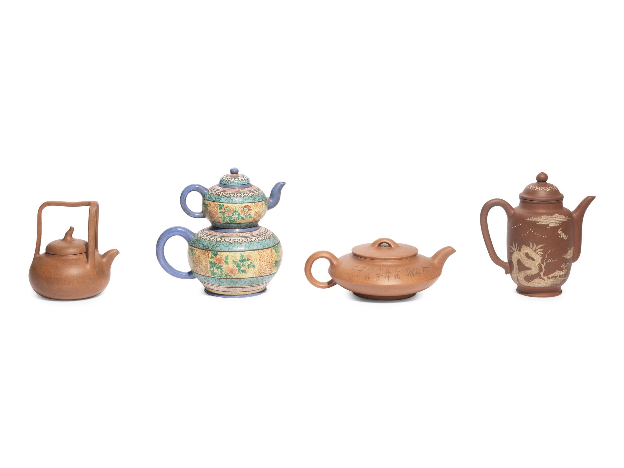 Four Chinese Yixing Zisha Pottery Teapots