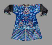 A Chinese Blue Ground Silk Embroidered 'Dragon' Robe