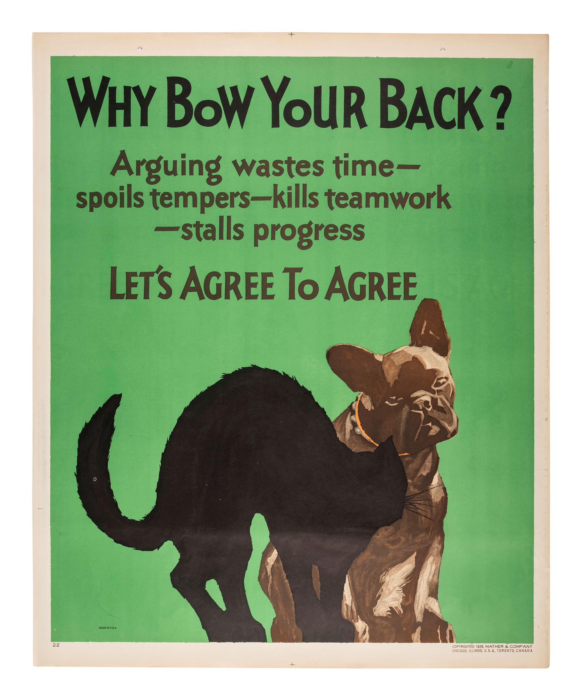 [POSTERS]. Why Bow Your Back? / Let's Agree to Agree. Chicago: Mather & Co., 1929.