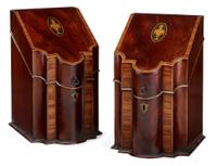 Pair of Federal-style inlaid mahogany knife boxes late 19th century