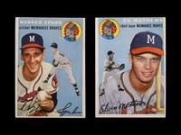 A Group of 1954 Topps Warren Spahn No. 20 and Ed Mathews No. 30 Baseball Cards