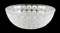 A Lalique Glass Bowl Height 4 x diameter 10 inches.