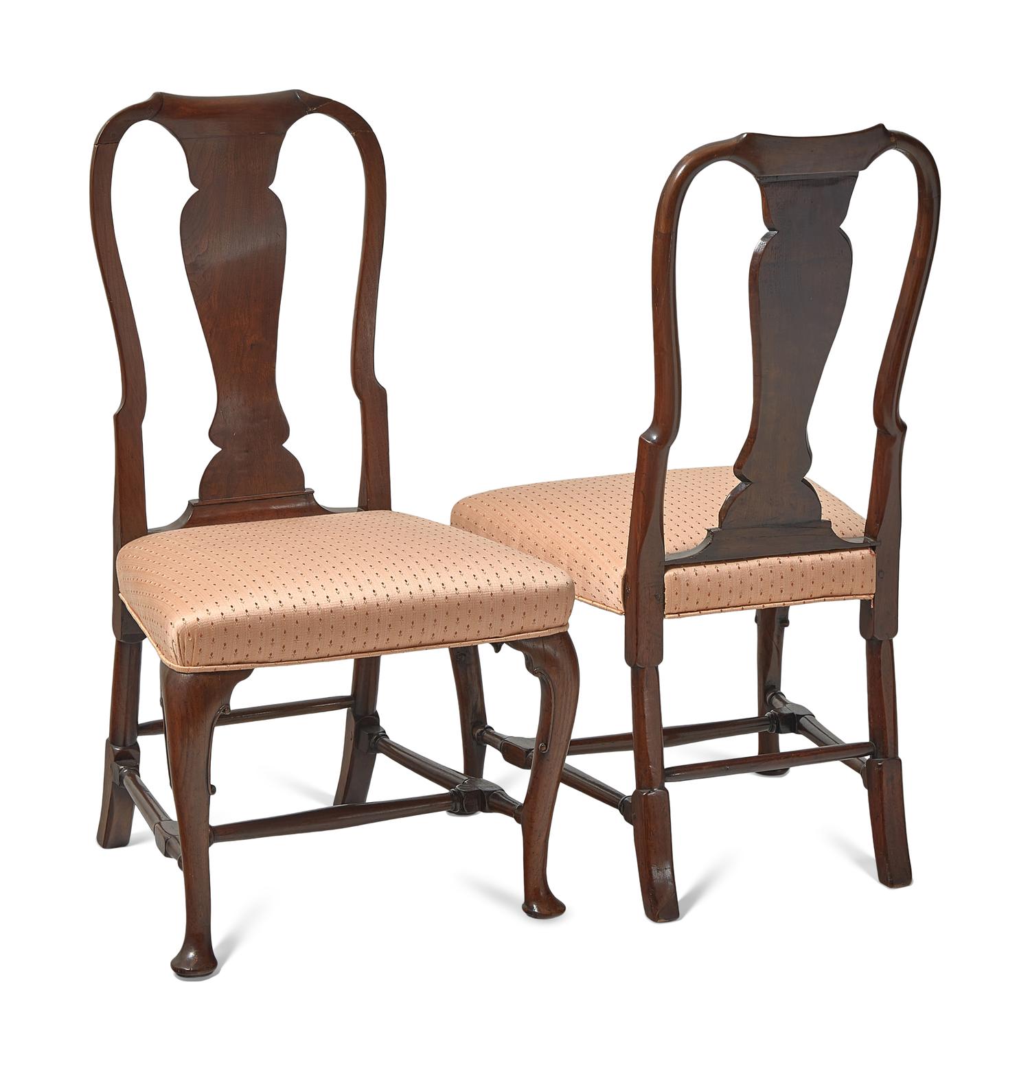 A Pair of George II Walnut Side Chairs