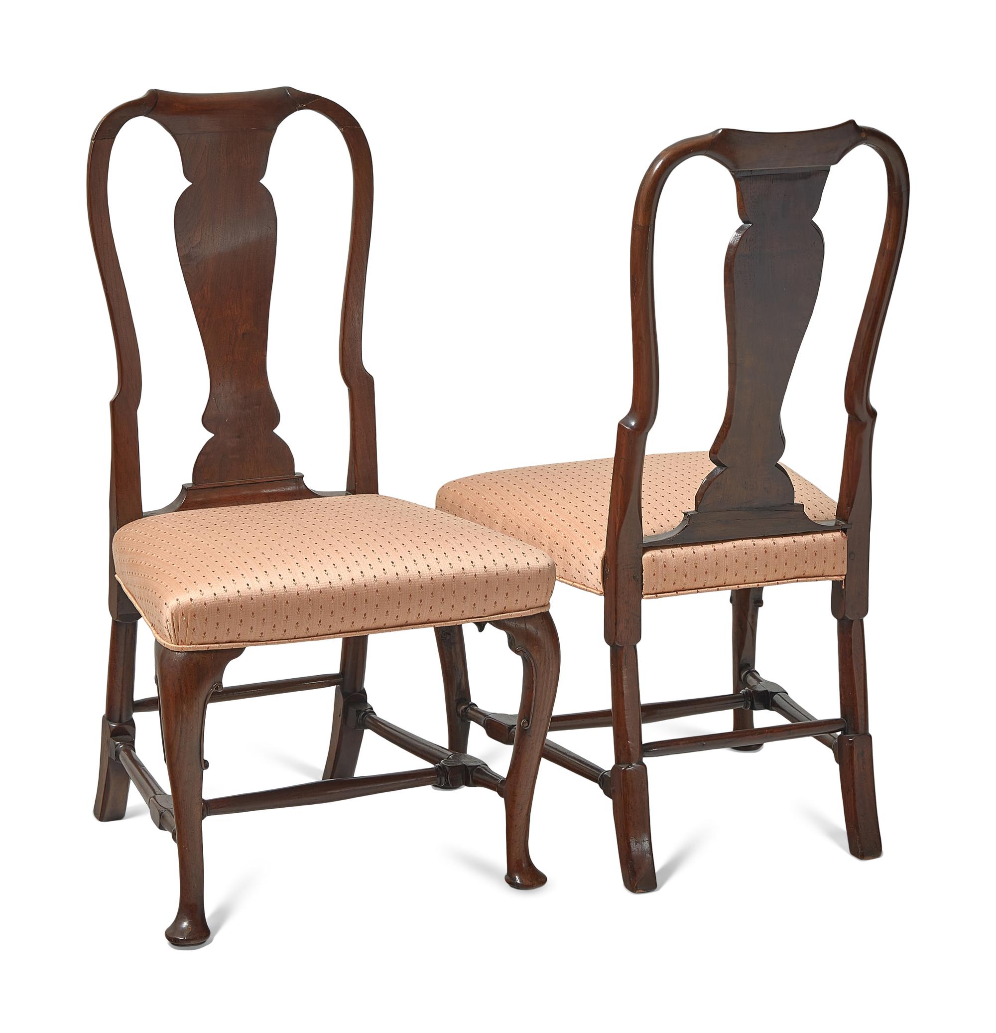 A Pair of George II Walnut Side Chairs