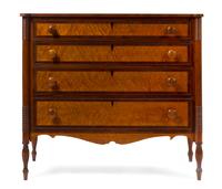 An American Mahogany and Birdseye Maple Chest of Drawers Height 40 1/2 x width 42 x depth 21 inches. — PROBABLY BOSTON, 19TH CENTURY