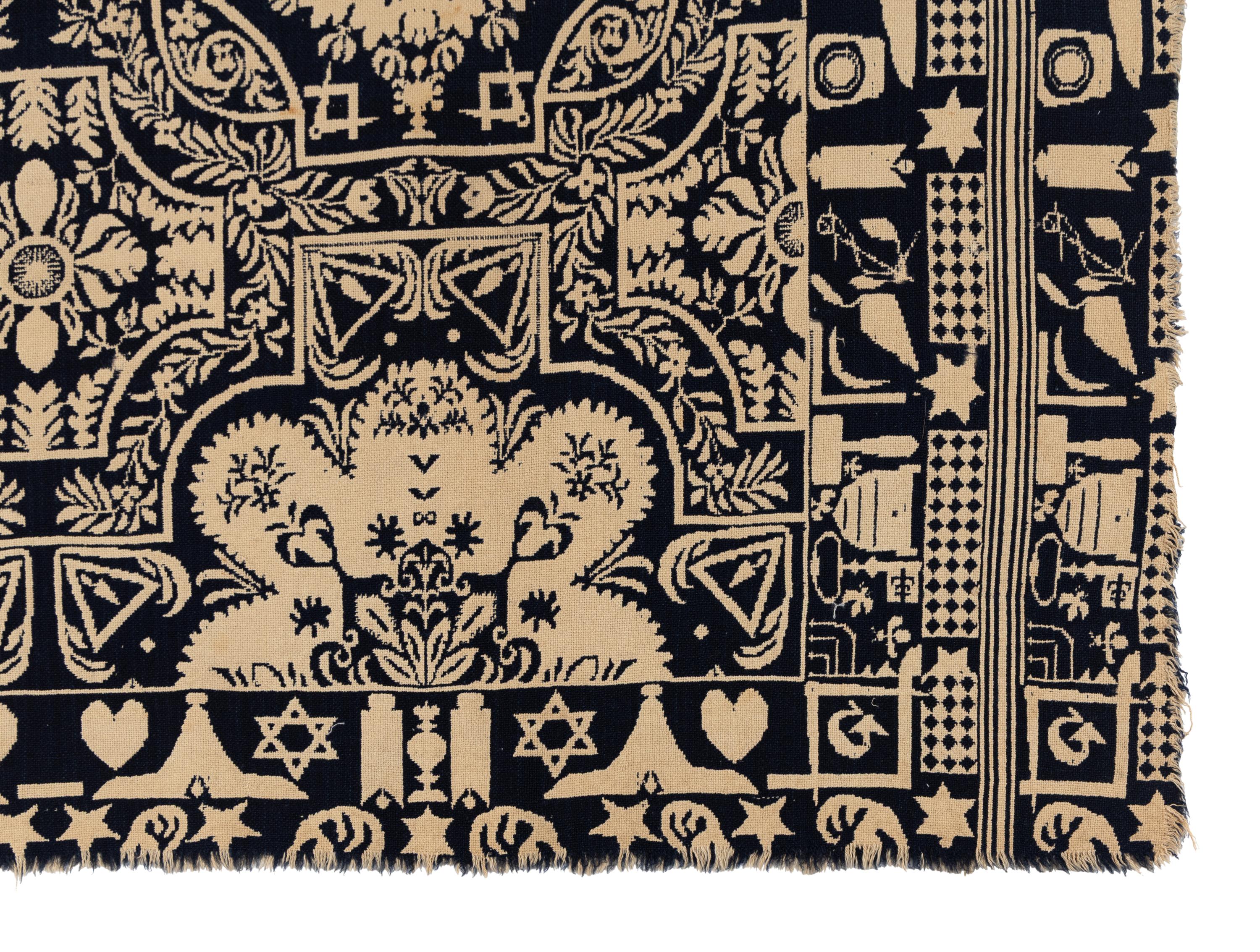 Two Cotton and Wool Jacquard Coverlets