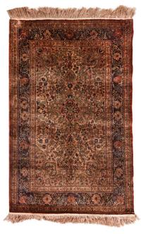 An Hereke Silk Prayer Rug 3 feet 2 inches x 2 feet 1 inch.