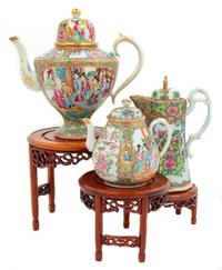 Thirty-Five Chinese Export Rose Medallion Porcelain Teawares Height of largest 10 1/2 inches. — 19TH- EARLY 20TH CENTURY