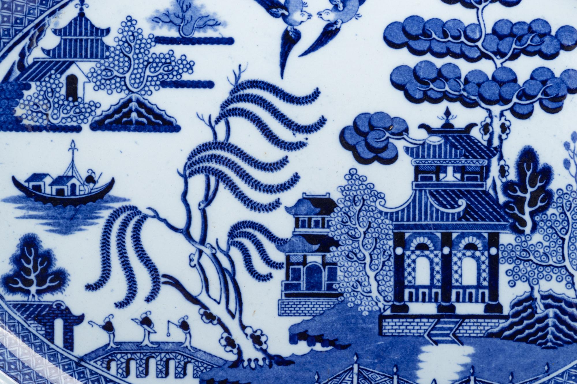 Four English Transfer-Decorated Stoneware Platters