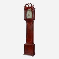 A Federal inlaid mahogany tall case clock Works by John Brokaw, Bridge Town, what is now Rahway, NJ, circa 1800