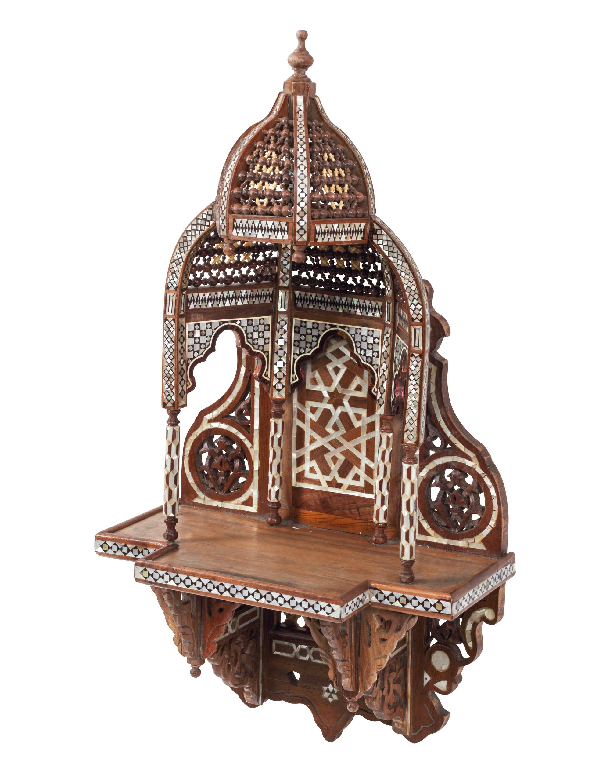 A Pair of Moorish Style Marquetry Wall Brackets
