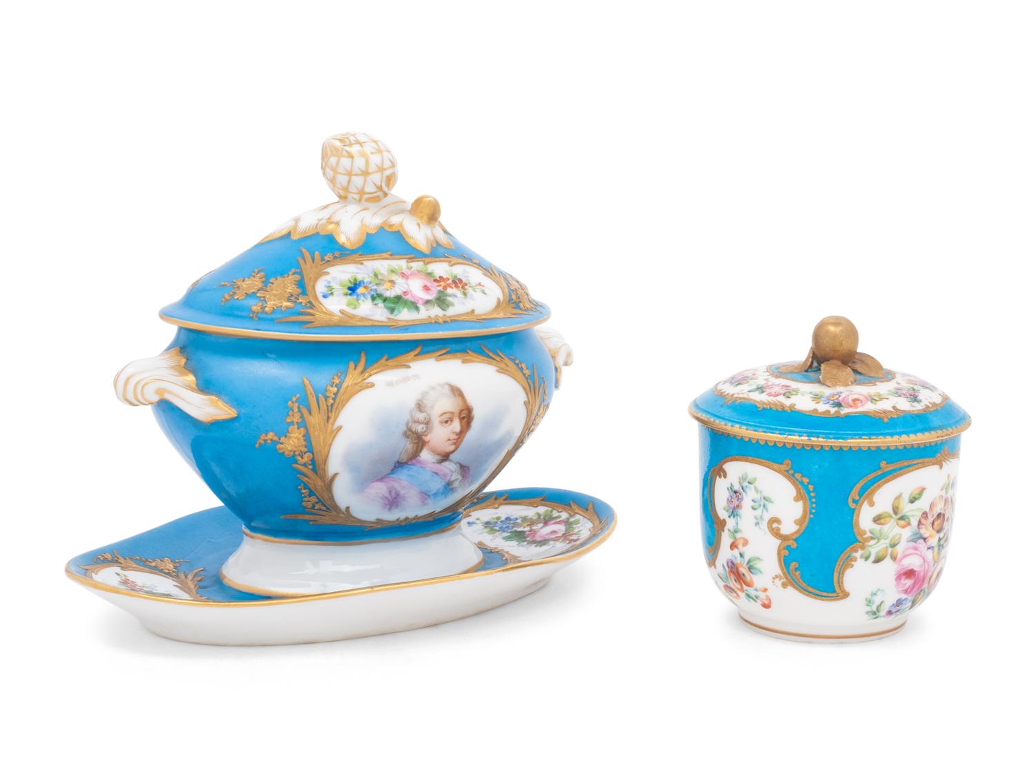 Two Sèvres Bleu Celeste Porcelain Articles