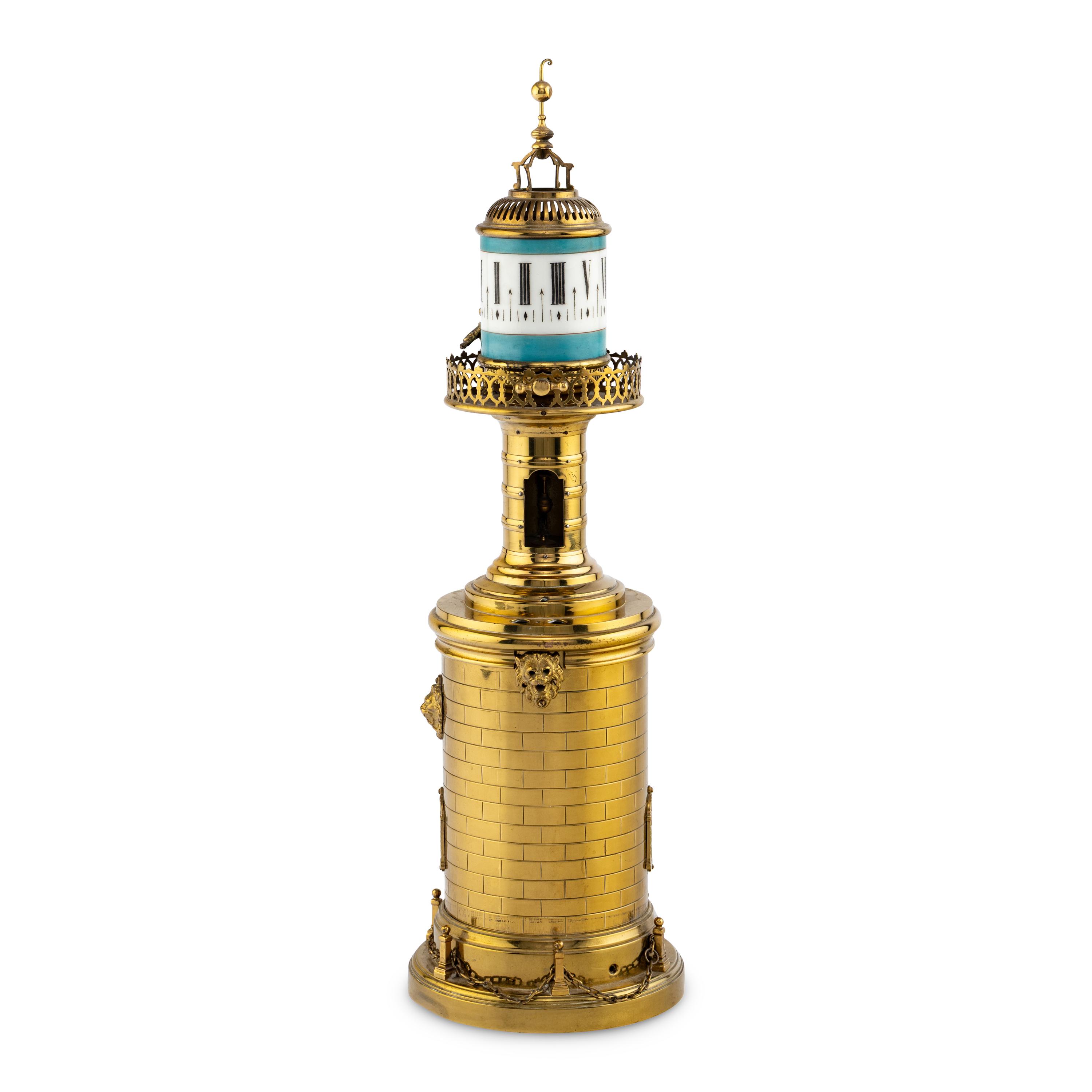 A French Brass and Glass Lighthouse-Form Annular Clock