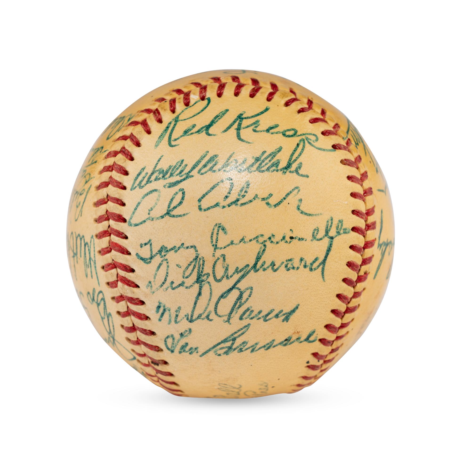 A 1953 Cleveland Indians Team Signed Autograph Baseball Featuring Multiple Hall of Famers (JSA Letter of Authenticity),