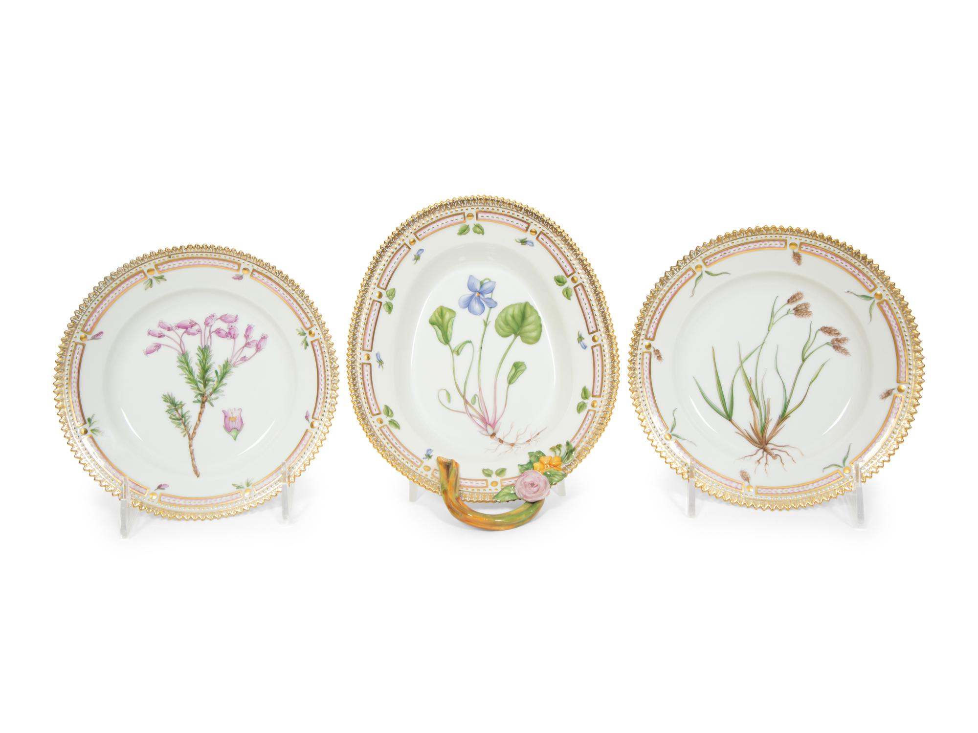 Three Royal Copenhagen Flora Danica Porcelain Table Articles