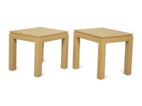 Two Similar Textured Wrap Side Tables in the Manner of Karl Springer