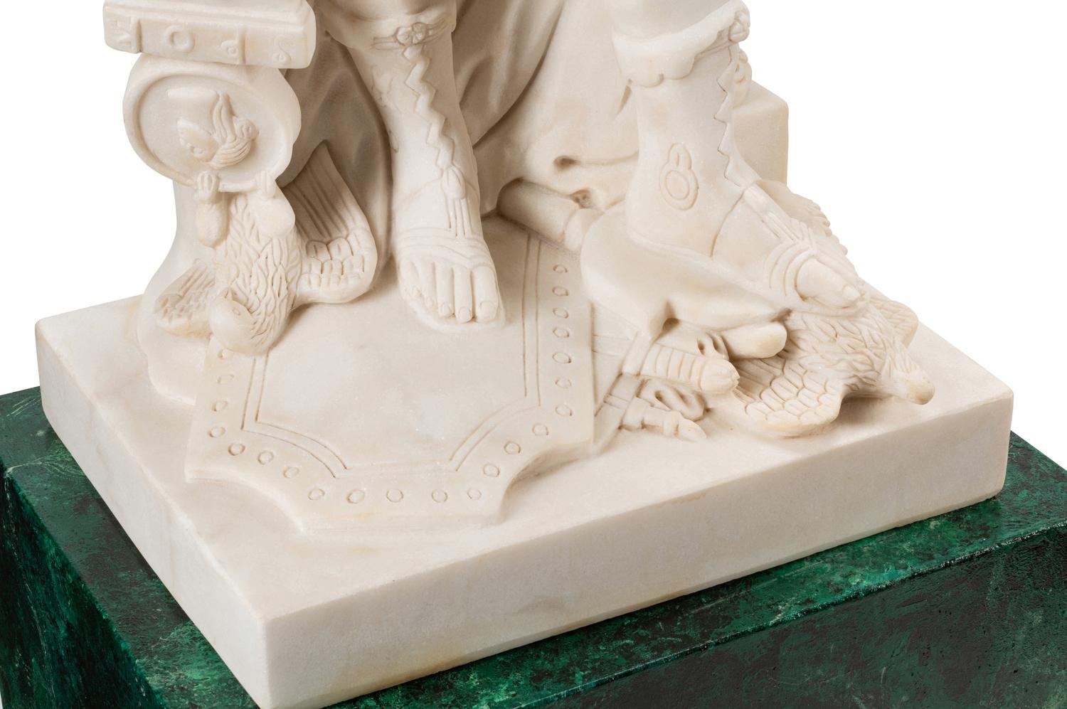 A Pair of Composition Marble Figures with Faux Marble Painted Bases