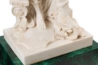 A Pair of Composition Marble Figures with Faux Marble Painted Bases