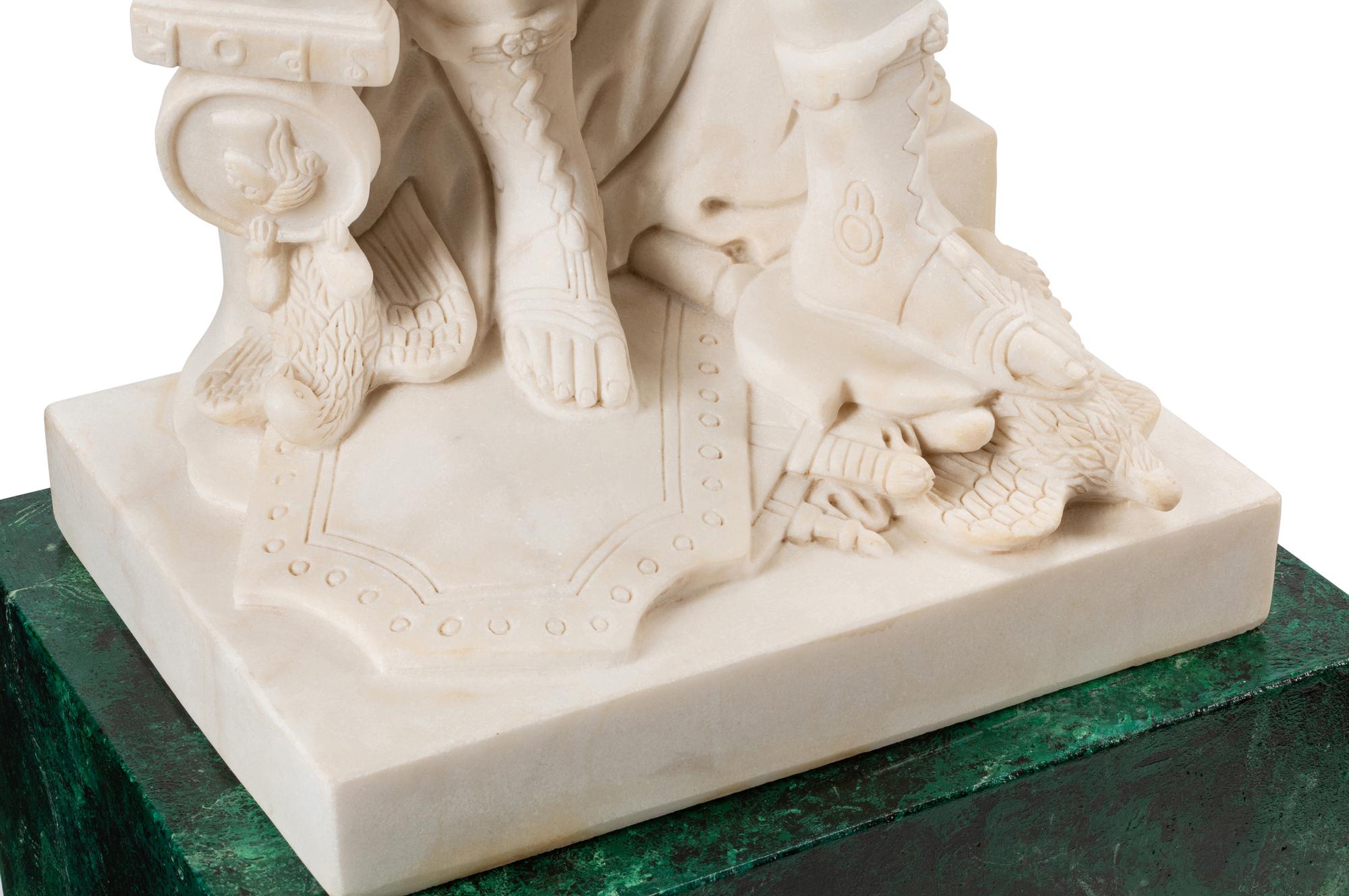 A Pair of Composition Marble Figures with Faux Marble Painted Bases